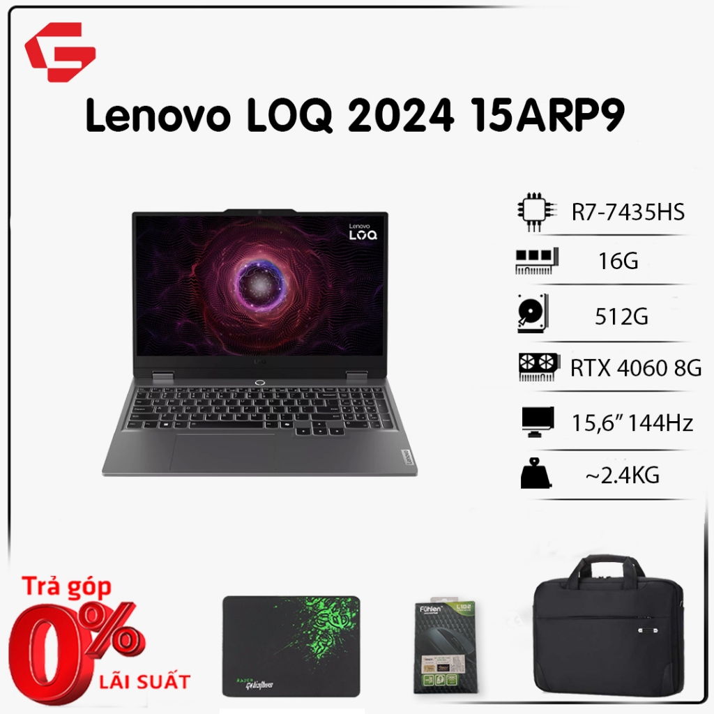 [New 2024] Lenovo LOQ 15ARP9 (Ryzen 7-7435HS, 16GB, 512GB, 4060 8GB, 15.6" FHD 144Hz) Laptop Gaming | Shopee Việt Nam