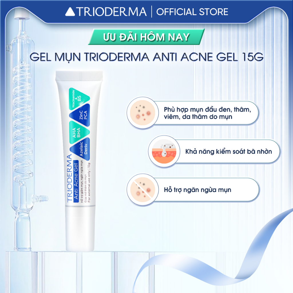 Gel chấm mụn Trioderma Anti Acne Gel 15g - Hỗ trợ giảm thâm sau mụn, ngăn ngừa mụn tái phát | Shopee Việt Nam