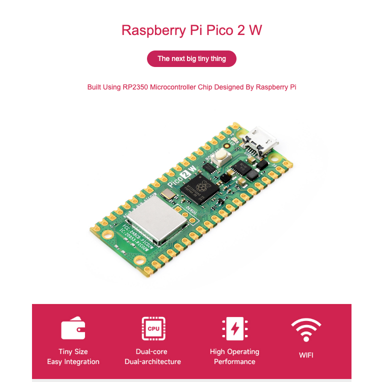 Raspberry Pi Pico 2 W | RP2350 Microcontroller with Wi-Fi & Bluetooth | Dual-Core 150MHz | IoT Development Board | Shopee Malaysia