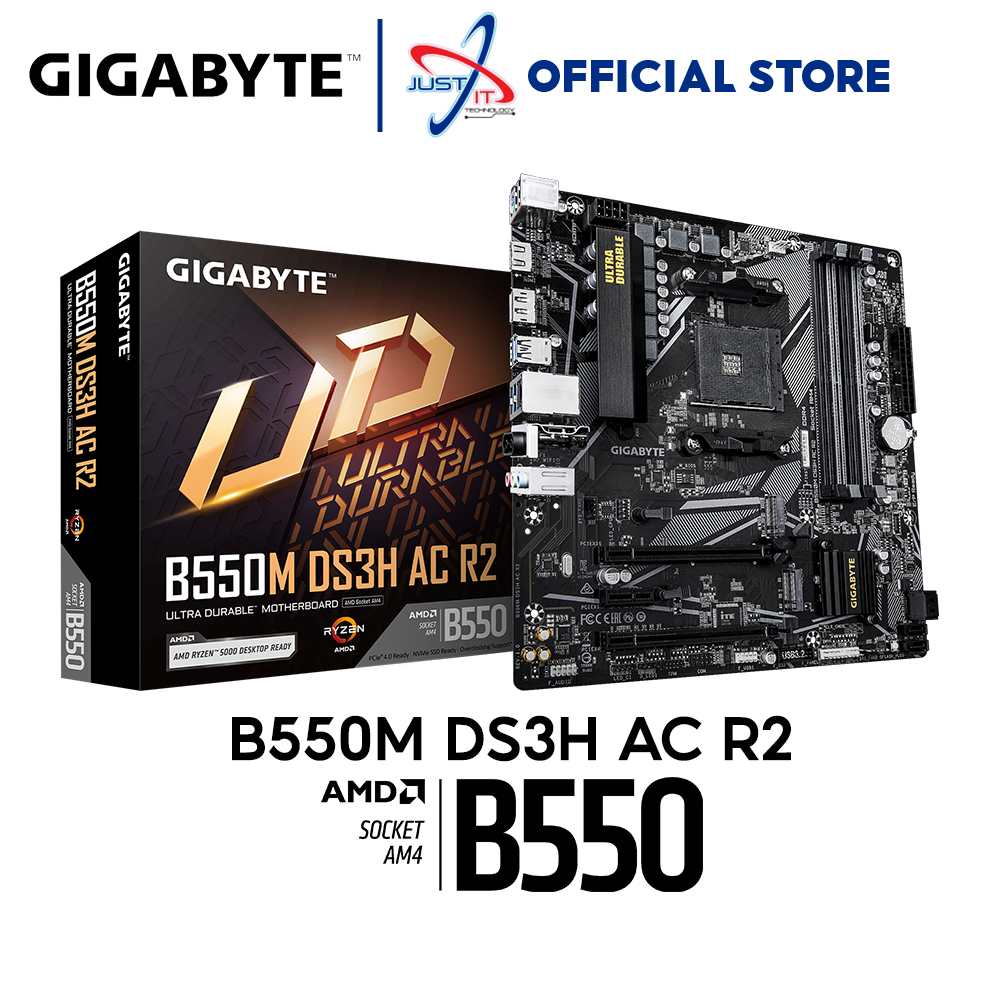 GIGABYTE B550M DS3H AC R2 AM4 Motherboard Combo RYZEN 5 5500GT / 5500 / 5600 / 5600X / 5800X / 5700X | Shopee Malaysia