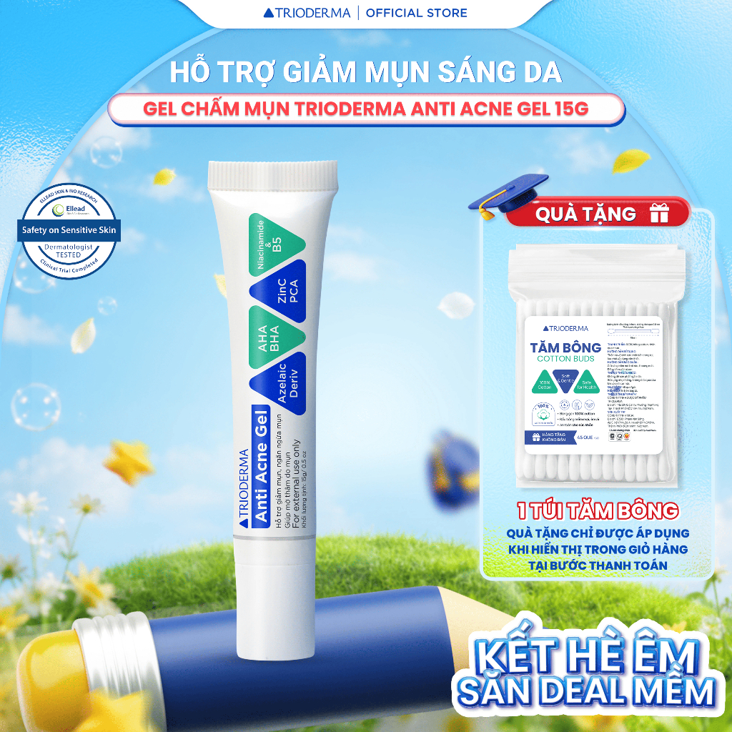 Gel Chấm Mụn Trioderma Hỗ Trợ Giảm Mụn, Gom Cồi Và Hỗ Trợ Giảm Thâm Do Mụn Anti Acne Gel 15g | Shopee Việt Nam
