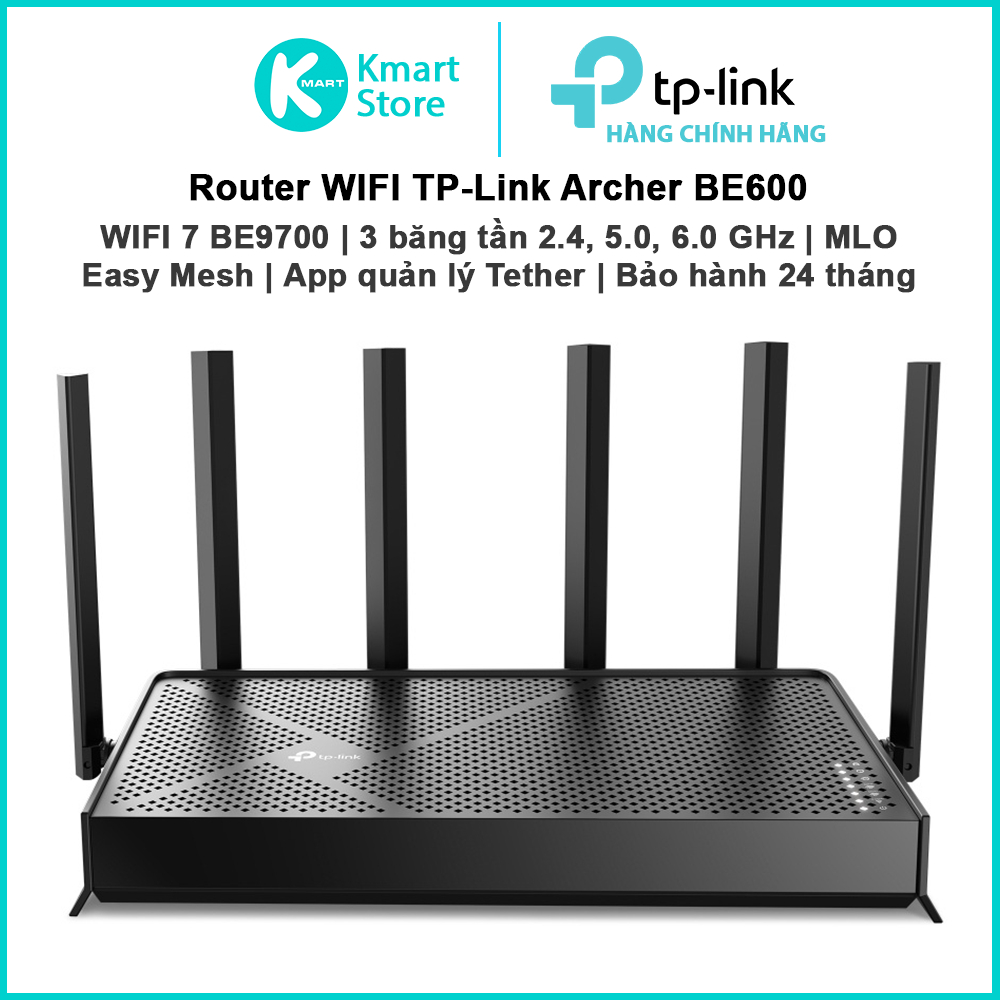 Router WIFI TP-Link Archer BE600 | WIFI 7 / 3 băng tần 2.4 / 5.0 / 6.0 GHz | MLO | EasyMesh | Bảo hành 2 năm | Shopee Việt Nam
