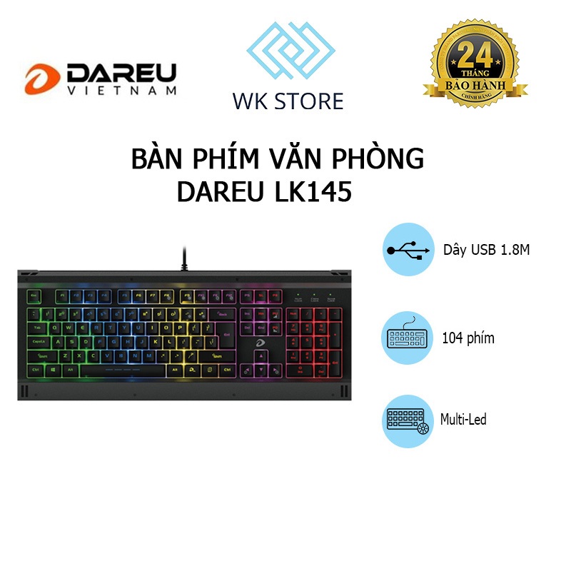 Bàn phím Gaming DAREU LK145 USB MULTI LED Black (Chính hãng, Bảo hành 24 tháng) | Shopee Việt Nam