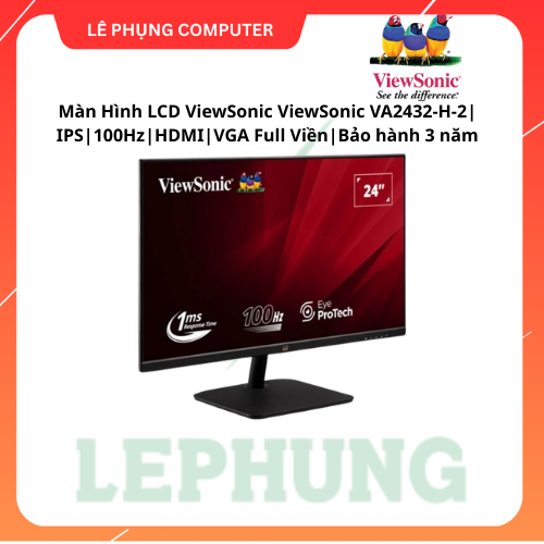 Màn Hình LCD ViewSonic ViewSonic VA2432-H-2| IPS | 100Hz | HDMI | VGA | Full Viền | Bảo hành 3 năm | Shopee Việt Nam