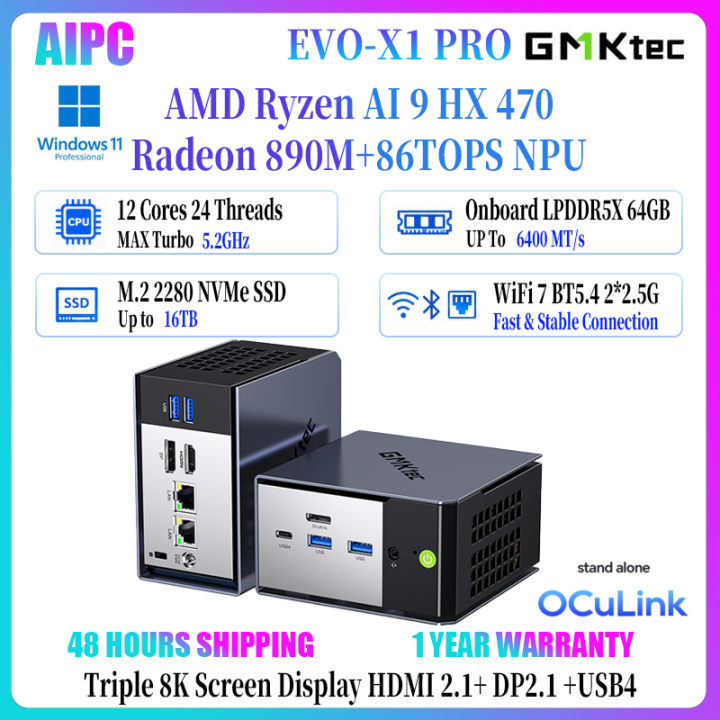 GMKtec EVO-X1 PRO AI MINI PC AMD Ryzen AI 9 HX 470 86TOPS LPDDR5X 6400MT/s OCulink WiFi7 8K Gaming NAS Server PC | Lazada Malaysia