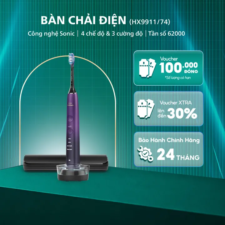 Bàn Chải Điện PHILIPS Sonicare DiamondClean HX9911/74, Công Nghệ Sóng Âm, Kết Nối App, Bảo Hành Chính Hãng 24 Tháng | Lazada Việt Nam