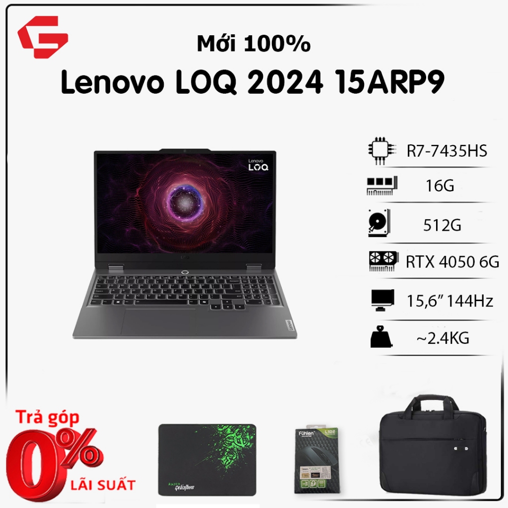 Laptop Lenovo LOQ 15-83JC007KUS (Ryzen 7 7435HS, RAM 16GB, SSD 512GB, RTX 4050 6GB, 15.6" 144Hz) | Shopee Việt Nam