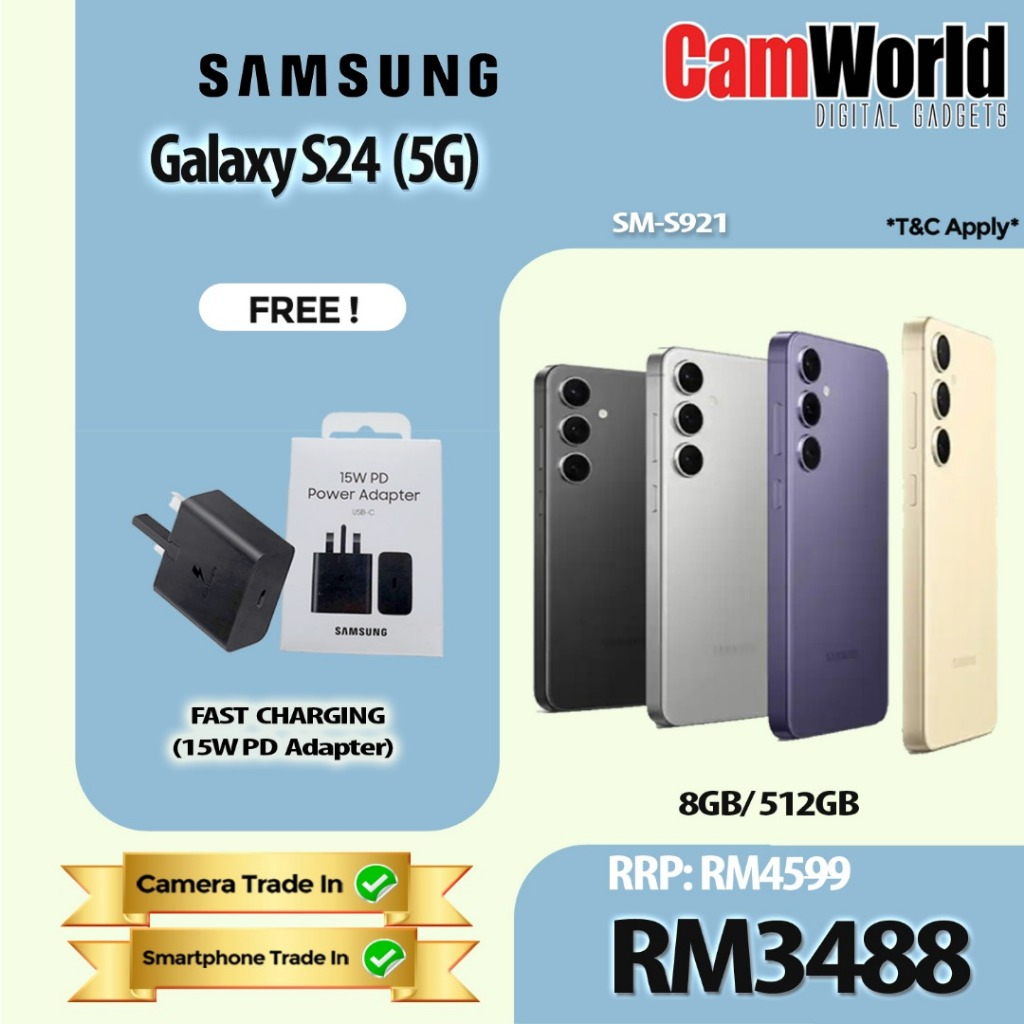 Samsung Galaxy S24 5G  (SM-S921) (8GB/512GB) With 15W