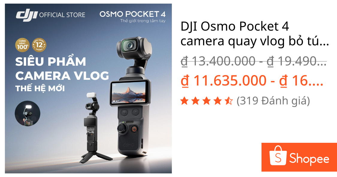 DJI Osmo Pocket 4 camera quay vlog bỏ túi nhỏ gọn chất lượng cao, bộ nhớ trong 107GB (DJI OP4) | Shopee Việt Nam