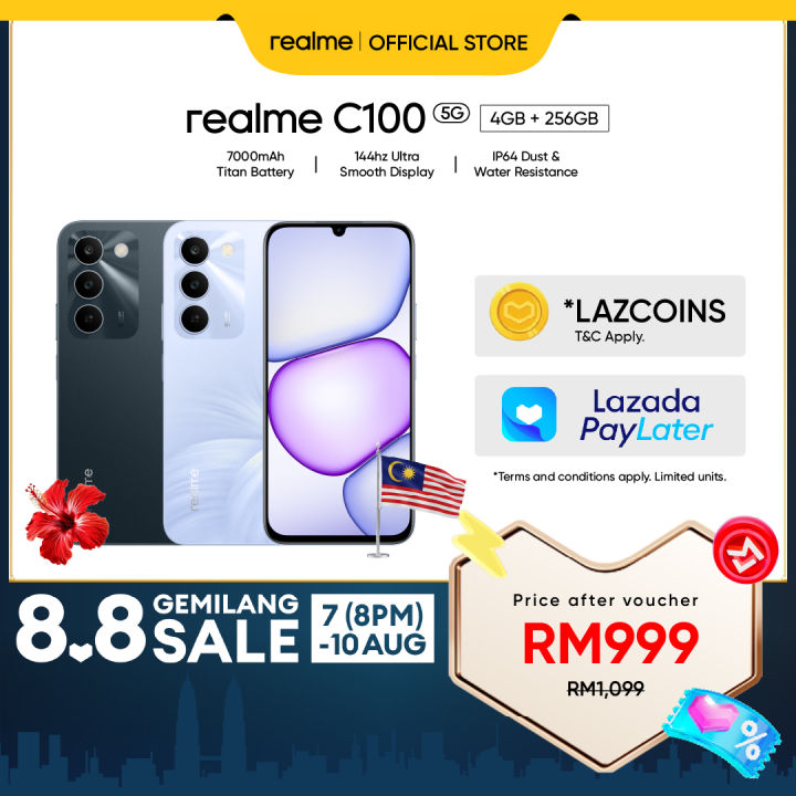 【New Launch】realme C100 5G (4+256GB) | 7000mAh Titan Battery | 144hz Ultra Smooth Display | IP64 Dust & Water Resistance