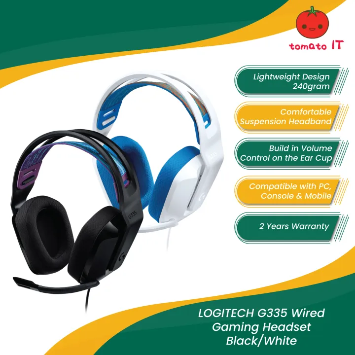Logitech G335 Wired Gaming Headset - Black/White | Lazada Malaysia