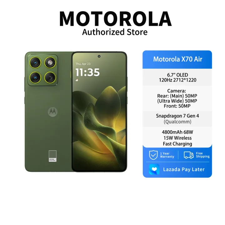 Global ROM MOTOROLA X70 Air | Motorola Edge 70 | Snapdragon 7 Gen 4 | 6.7'' OLED 120Hz 2712*1220 | 4800mAh 68W | Lazada Malaysia