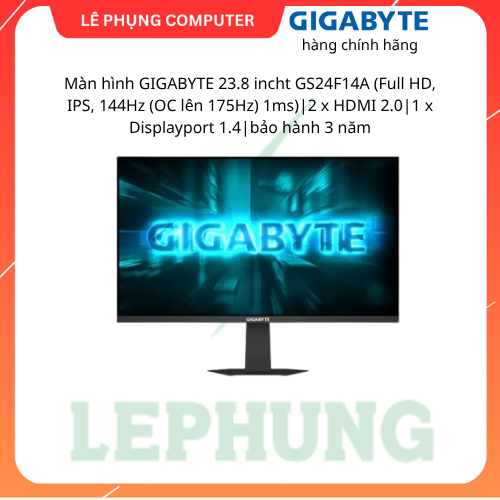 Màn hình GIGABYTE 23.8 incht GS24F14A (Full HD, IPS, 144Hz (OC lên 175Hz) 1ms)|2 x HDMI 2.0|1 x Displayport 1.4| BH 3N | Shopee Việt Nam