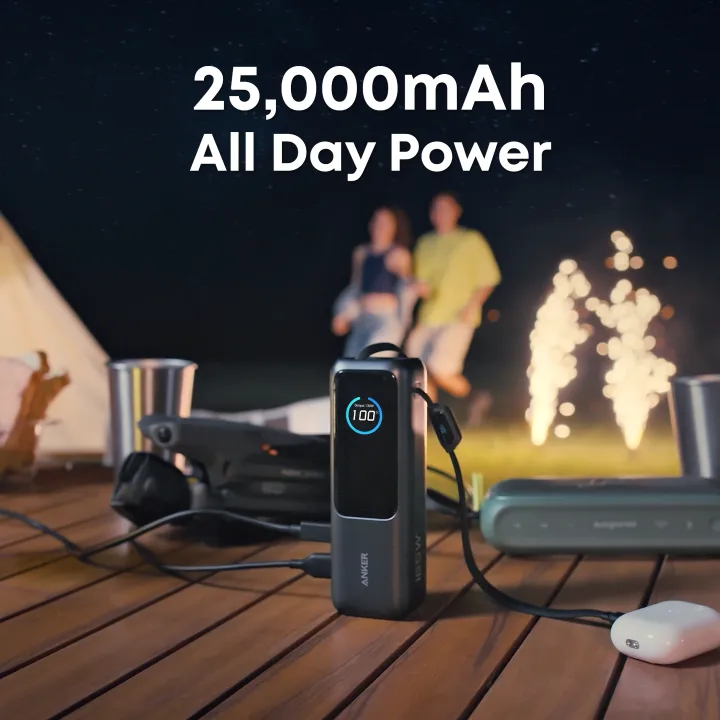 【CCC certified】Anker Power Bank 25,000mAh Portable Charger with Triple 165W USB-C Ports Multi-Device Charging, Built-In and Retractable Cables, for iPhone 17 Model Number: A1695 | Lazada Việt Nam