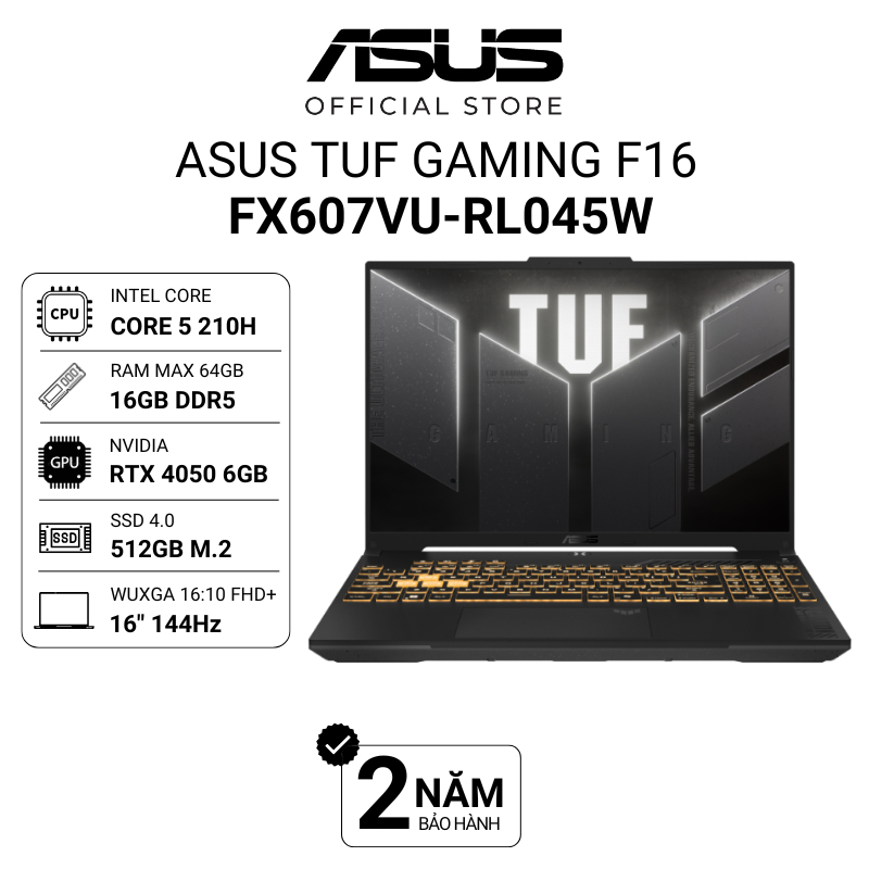 Laptop ASUS TUF Gaming F16 FX607VU-RL045W Core 5 210H | 16GB | 512GB | 16" FHD+ | RTX 4050 | Win 11 | Shopee Việt Nam