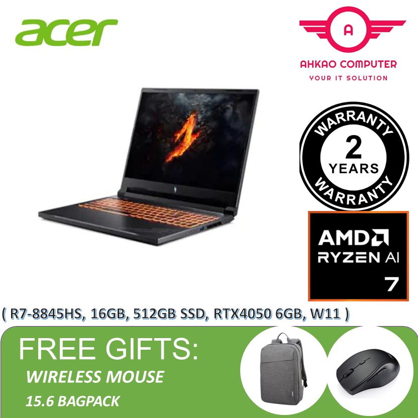 Acer Nitro V 16 ANV16-41-R101 16" WUXGA 165Hz Gaming Laptop ( R7-8845HS, 16GB, 512GB SSD, RTX4050 6GB, W11 ) | Shopee Malaysia
