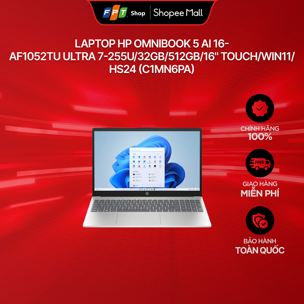 Laptop HP OmniBook 5 AI 16-af1052TU Ultra 7-255U/32GB/512GB/16" Touch/Win11/HS24 (C1MN6PA) | Shopee Việt Nam