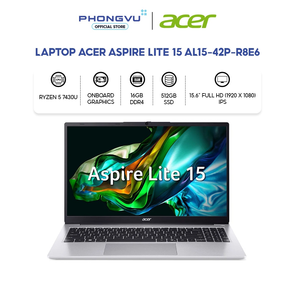Laptop Acer Aspire Lite 15 AL15-42P-R8E6 (Ryzen 5 7430U/ 16GB/ 512GB/ Win 11 Home SL + Office + Microsoft) -Bảo hành 12T | Shopee Việt Nam