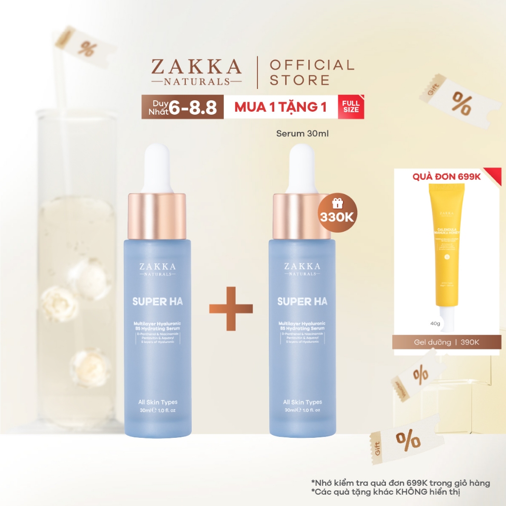 Tinh Chất Cấp Ẩm Đa Tầng Super HA Hyaluronic B5 Hydrating Serum Zakka Naturals 30ml | Shopee Việt Nam
