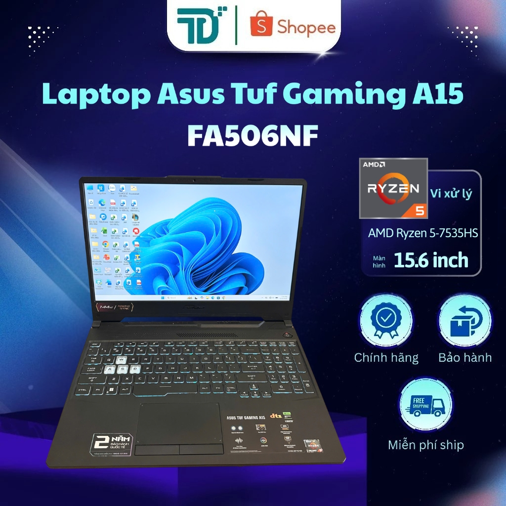 Asus Tuf Gaming A15 FA506NF AMD Ryzen 5-7535HS 16/512GB RTX2050 Đen - Laptop 98.5% | Shopee Việt Nam