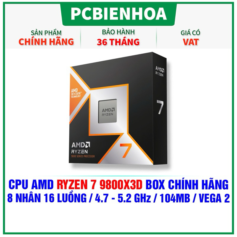 CPU AMD Ryzen™ 7 9800X3D (8C/16T, 4.7GHz up to 5.2GHz, 104MB) chính hãng 36T | Shopee Việt Nam