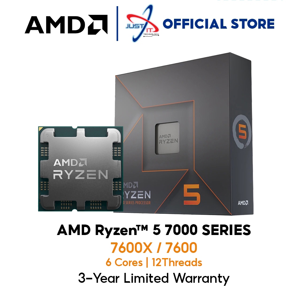 AMD RYZEN 5 ( 7600X / 7600 ) 32MB CACHE AM5 PROCESSOR | Shopee Malaysia