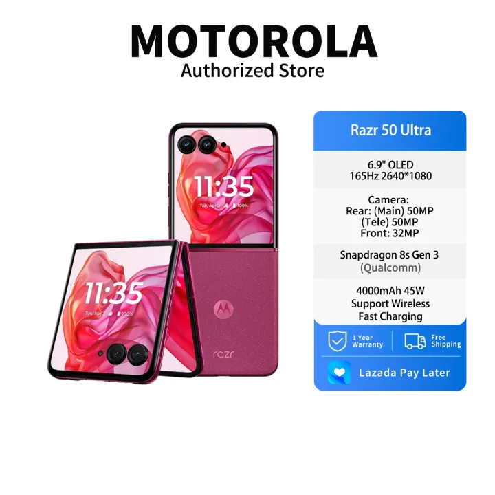 Global ROM Motorola Razr 50 Ultra | Snapdragon 8s Gen3 | Foldable Phone 6.9'' pOLED 2640*1080 | 4000mAh 45W | Lazada Malaysia