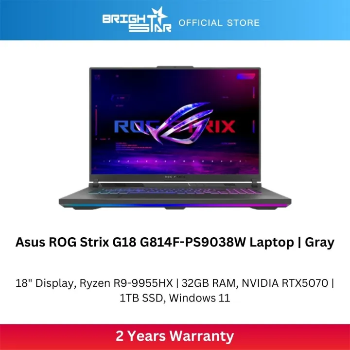 ASUS ROG Strix G18 G814F-PS9038W Gaming Laptop - 18"/R9-9955HX/32GB/1TB SSD/RTX5070/Win11 | Lazada Malaysia