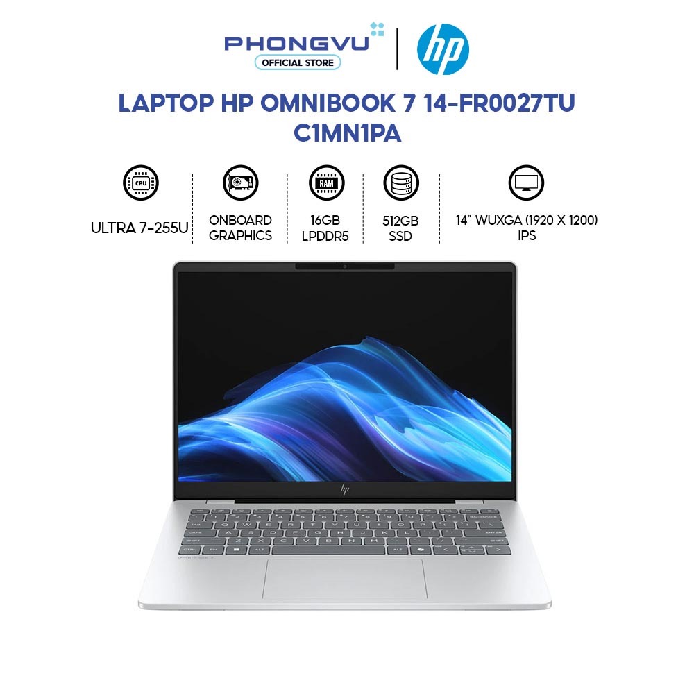 Laptop HP OmniBook 7 14-fr0027TU - C1MN1PA - Ultra 7-255U - RAM 16GB - 512GB SSD - Bảo hành 12 tháng | Shopee Việt Nam