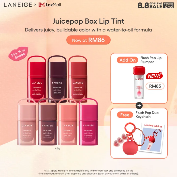 [8.8 EXCLUSIVE: CHECK OUT ON 7 (8PM) - 10 AUG]:[New Launch] Laneige JuicePop Box Lip Tint – 4.5g