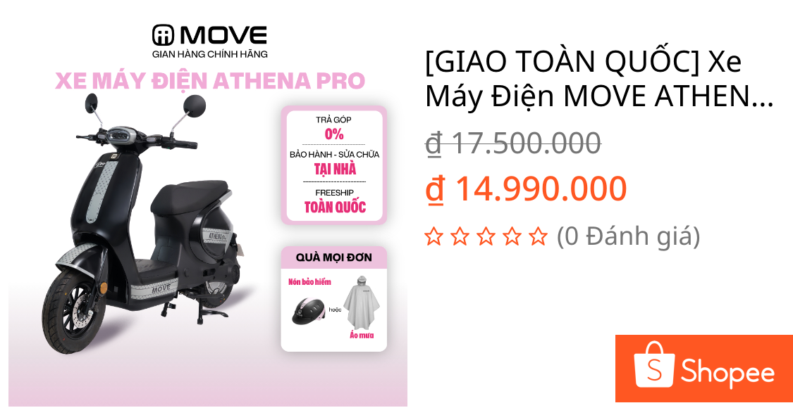 [GIAO TOÀN QUỐC] Xe Máy Điện MOVE ATHENA PRO - Cốp Rộng, Đi tới 90km/sạc - Học Sinh, Sinh Viên | Shopee Việt Nam