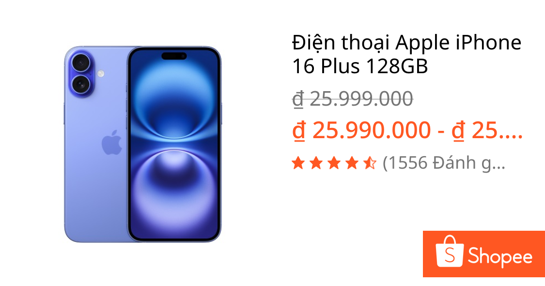 Điện thoại Apple iPhone 16 Plus 128GB | Shopee Việt Nam