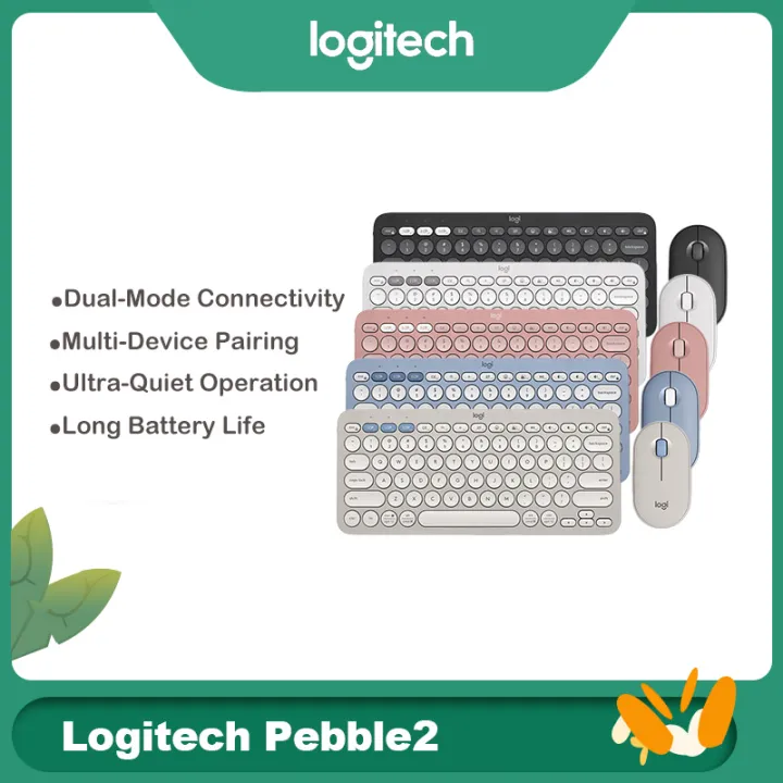 Logitech | Logitech Original PEBBLE 2 COMBO Wireless Keyboard Mouse Combo K380 Bluetooth Ultra-thin Portable Office Set