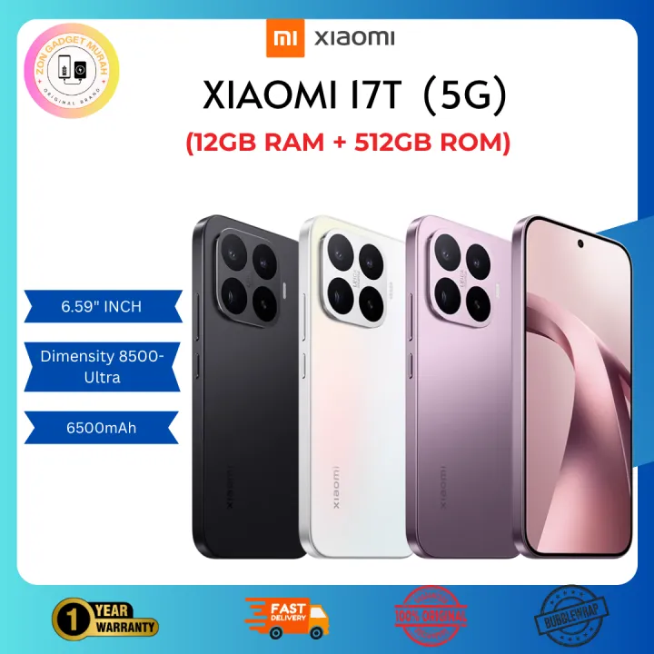 Xiaomi 17T 5G (12GB RAM + 512GB ROM) Smartphone | 6.59" Display | Dimensity 8500 Ultra | 6500mAh Battery | AI Camera | Original Malaysia Set