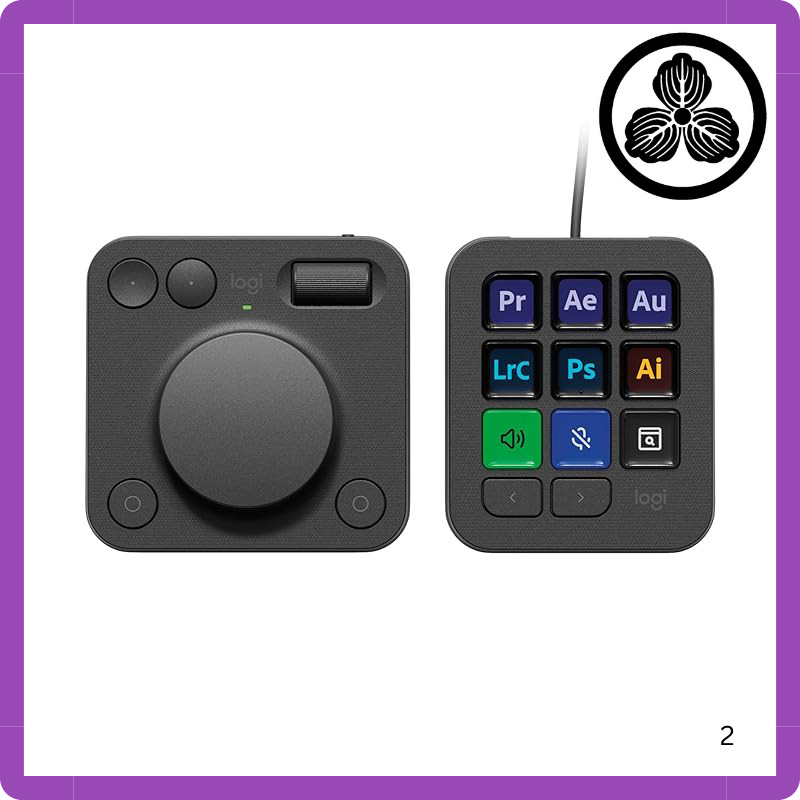 Logitech MX Creative Console KXCCG/KXCCP Left-Handed Device Keypad Dial Pad for DaVinci Resolve, Adobe Photoshop, Illustrator, Premiere Pro, After Effects, Audition - Bluetooth, Logi Bolt, USB Type-C, Image & Video Editing - Graphite/Pale Gray, Authorized