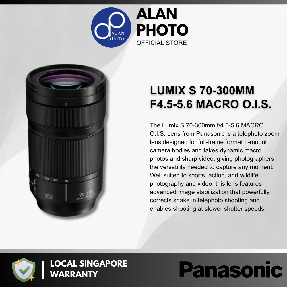 Panasonic Lumix S 70-300mm F4.5-5.6 MACRO O.I.S. Lens [S-R70300GC] for Panasonic L | Panasonic Warranty