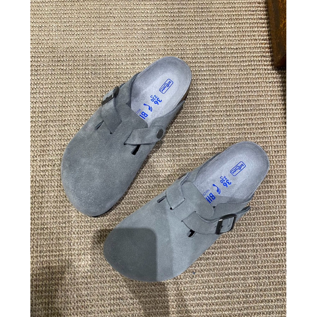 Authentic Birkenstock Boston Suede Clog – Grey (Soft Footbed Unisex Comfort Sandals) | Shopee Malaysia