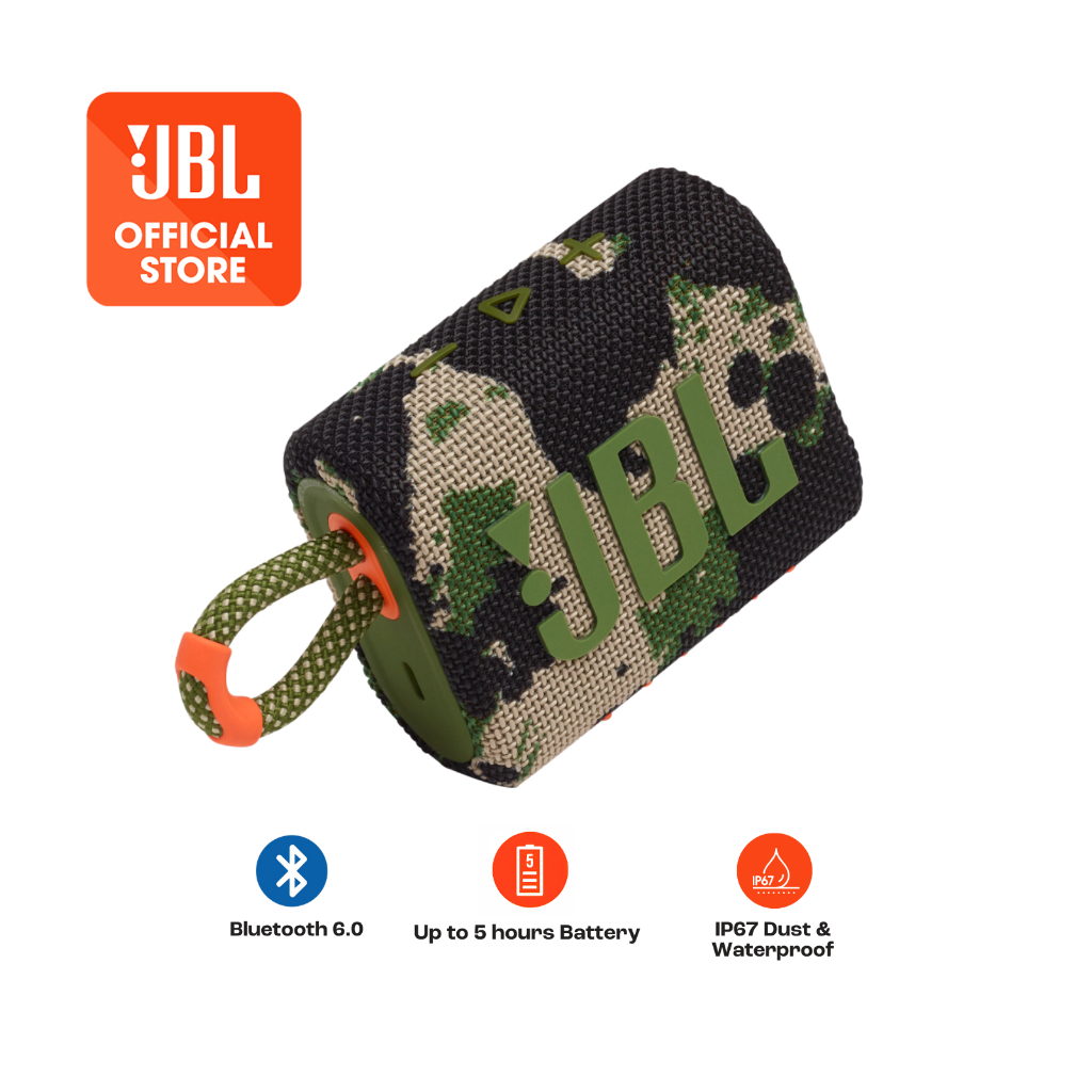 JBL Go 3 Portable Waterproof Bluetooth Speaker | Pro Sound Bass | IP67 Waterproof & Dustproof | Up to 5H Playtime | Shopee Malaysia