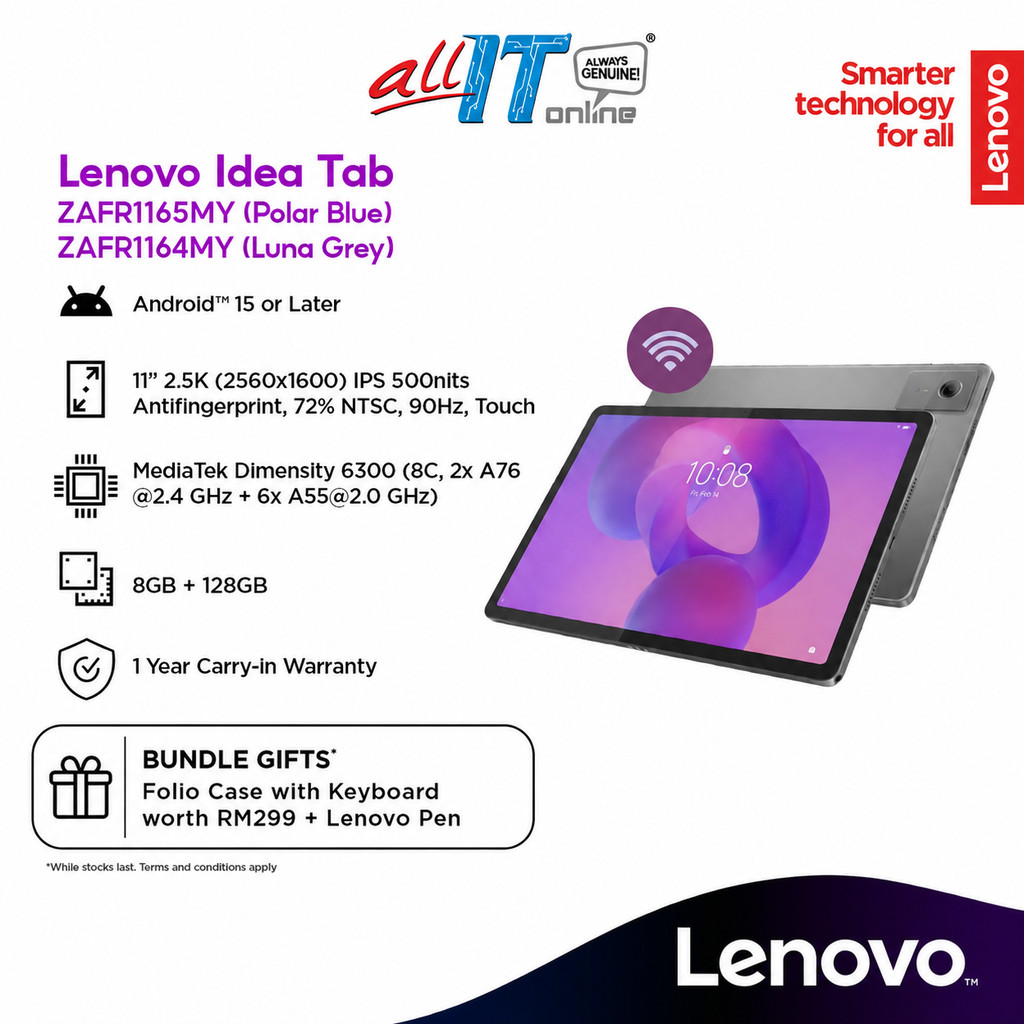 Lenovo IdeaTab TB336FU 11” WUXGA WiFi 8GB+128GB with Folio Keyboard and Tab Pen – Blue (ZAFR1165MY) / Grey (ZAFR1164MY) | Shopee Malaysia