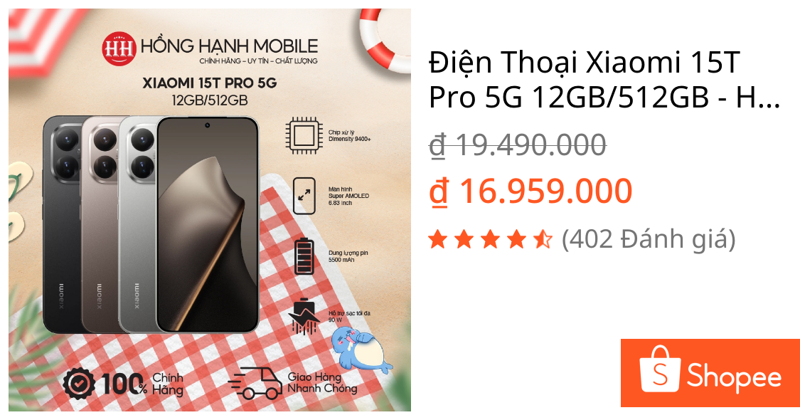 Điện Thoại Xiaomi 15T Pro 5G 12GB/512GB - Hàng Chính Hãng | Shopee Việt Nam