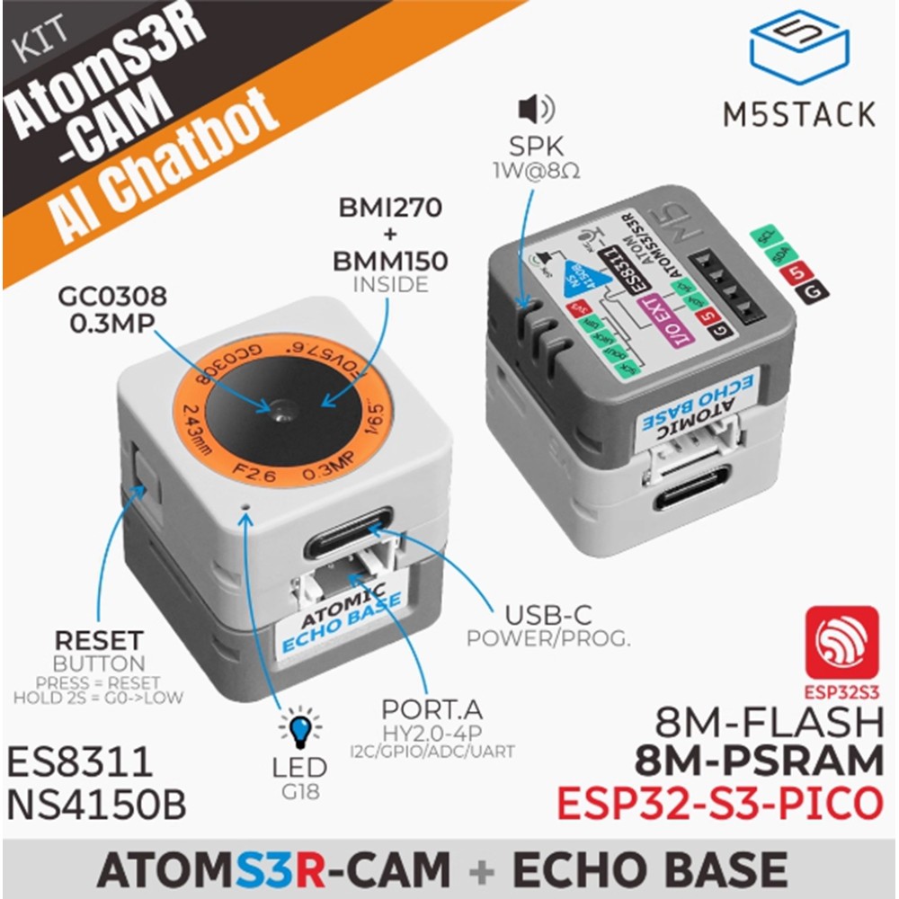 M5Stack AtomS3R-CAM AI Chatbot Xiage Xiaozhi AI Visual and Voice Assistant Kit | Shopee Malaysia