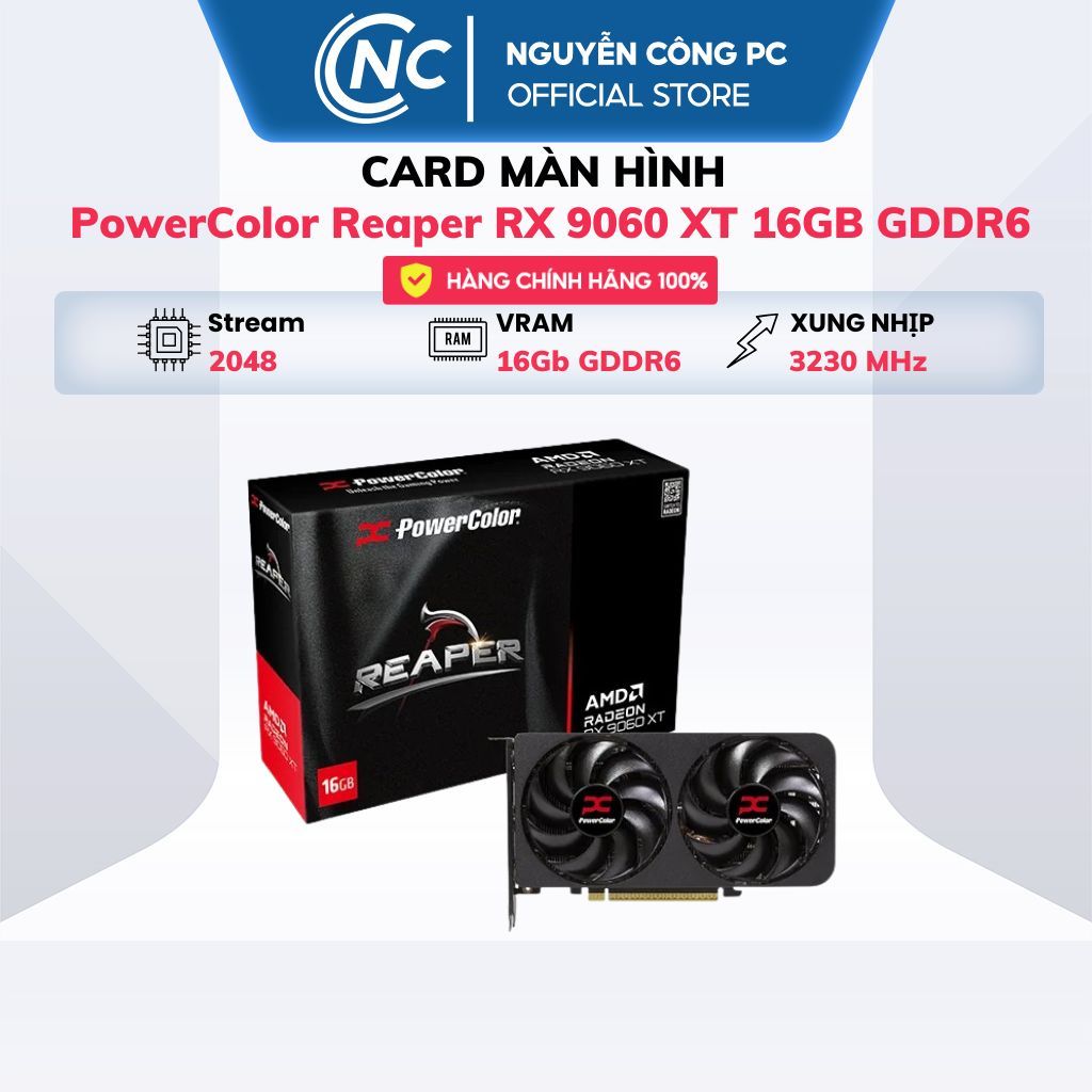 Card Màn Hình AMD PowerColor Reaper Radeon RX 9060 XT 16GB GDDR6 - Bảo hành 36 tháng | Shopee Việt Nam