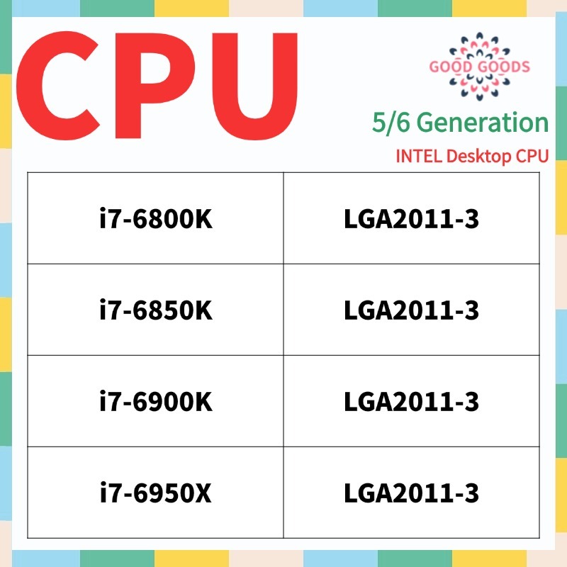 i7-6800K i7-6850K i7-6900K i7-6950X 5th/6th generation INTEL Core Desktop CPU LGA2011-3/LGA2011-V3 Support X99 motherboard | Shopee Malaysia
