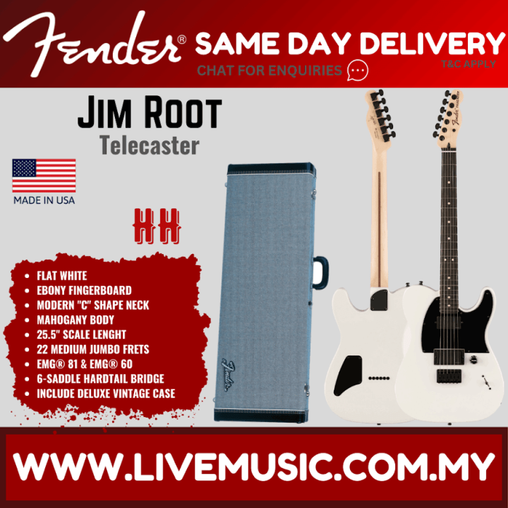 Fender Artist Jim Root Telecaster Guitar, Ebony Neck, Flat White | Lazada Malaysia