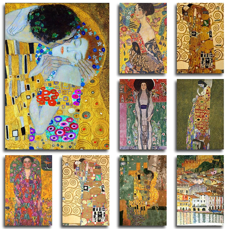 Artist Gustav Klimt Classic Collection The Kiss Abstract Oil Painting Canvas Print Poster Wall Art Picture For Living Room Decor | Shopee Malaysia