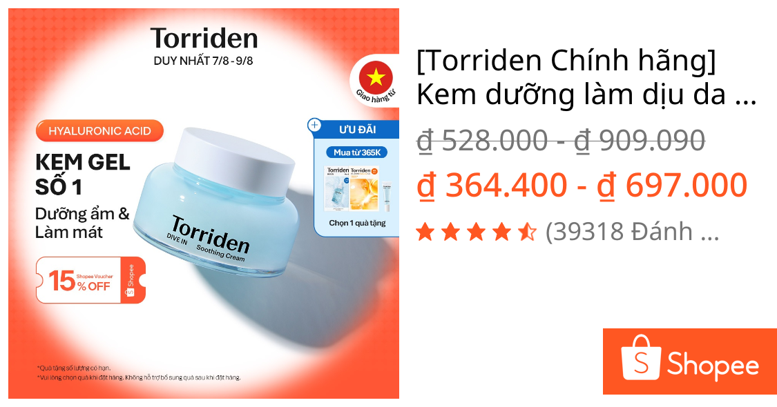 [Torriden Chính hãng] Kem dưỡng làm dịu da DIVE IN chứa Hyaluronic Acid, 100ml, Soothing Cream | Shopee Việt Nam
