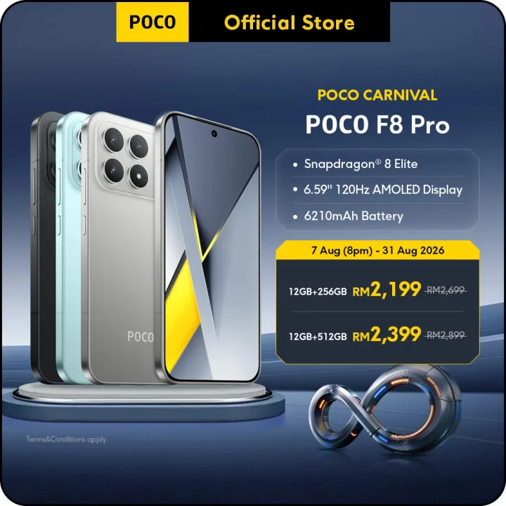 POCO F8 Pro | Snapdragon® 8 Elite, 6210mAh battery, 100W Charging, Sound by Bose | Lazada Malaysia
