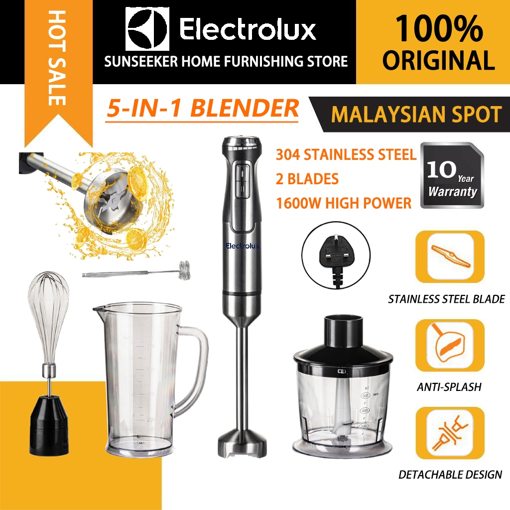 Electrolux 100% Original 4-in-1 Hand Blender Set, including a handheld garlic chopper and baby food processor 搅拌器 | Shopee Malaysia