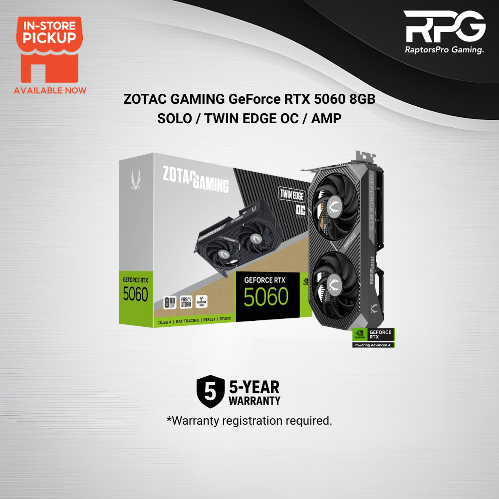 (READY STOCK) ZOTAC GAMING GEFORCE RTX 5060 8GB GDDR7 SOLO / AMP / TWIN EDGE OC / WHITE | Shopee Malaysia