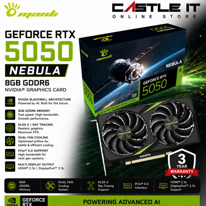 Manli Nebula GeForce RTX 5050 8GB GDDR6 NVIDIA Graphics Card | Lazada Malaysia
